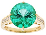 Pre-Owned Emerald Glow Topaz with White Zircon 18K Yellow Gold Over Sterling Silver Ring 6.54ctw