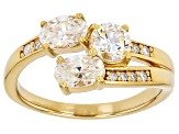 Pre-Owned Stronitum Titanate With Moissanite 18k Yellow Gold Over Sterling Silver Ring 1.90ctw