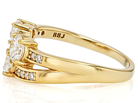 Pre-Owned Stronitum Titanate With Moissanite 18k Yellow Gold Over Sterling Silver Ring 1.90ctw