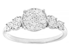 Pre-Owned White Diamond Rhodium Over Sterling Silver Cluster Ring 0.33ctw