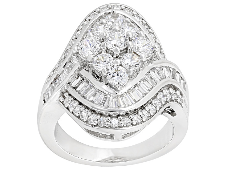 Pre-Owned White Cubic Zirconia Rhodium Plated Ring 4.00ctw