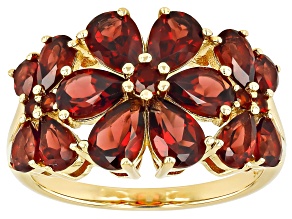 Pre-Owned Red Garnet 18k Yellow Gold Over Sterling Silver Ring 4.49ctw