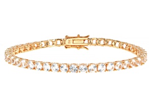 Pre-Owned White Lab Created Sapphire 18k Rose Gold Over Brass Bracelet 9.52ctw