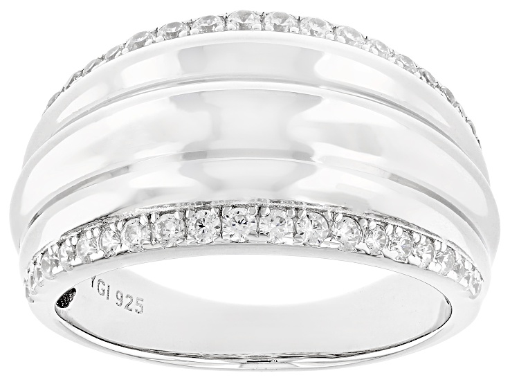 Pre-Owned White Cubic Zirconia Rhodium Over Sterling Silver Ring 0.76ctw