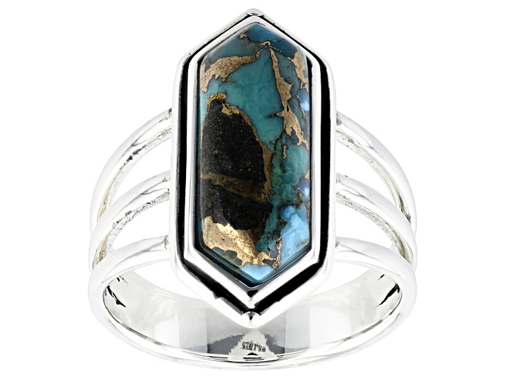 Pre-Owned Blue Turquoise Sterling Silver Solitaire Ring