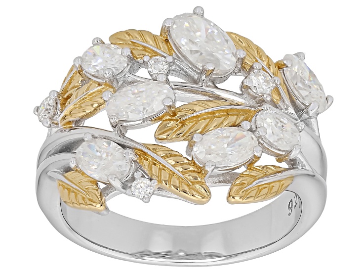 Pre-Owned Moissanite Platineve and 14K Yellow Gold Over Sterling Silver Ring 1.96ctw DEW