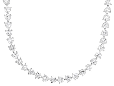 Rhodium Plated 4MM Cubic Zirconia Tennis Chain Necklace in Sterling Silver