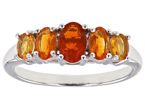 Pre-Owned Orange Fire Opal Rhodium Over Sterling Silver Ring 0.76ctw