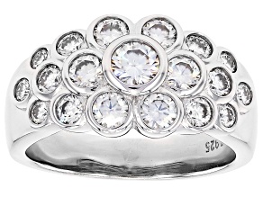 Pre-Owned Moissanite Platineve Cluster Ring 1.37ctw DEW.