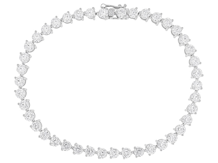 Pre-Owned White Cubic Zirconia Rhodium Over Silver Martini Tennis Bracelet 14.00ctw