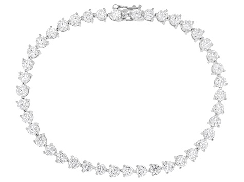 Pre-Owned White Cubic Zirconia Rhodium Over Silver Martini Tennis Bracelet 14.00ctw