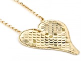 Pre-Owned 14k Yellow Gold Diamond-Cut Heart Rolo Link 17.5 Inch Necklace