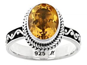 Pre-Owned Citrine Sterling Silver Solitaire Ring 2.05ct