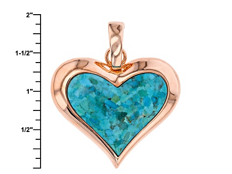 Pre Owned Timna Jewelry Collection Heart Shape Cabochon Turquoise Copper Heart Pendant POP29837 JTV