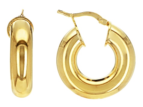 PRE-OWNED Moda Al Massimo® 6MM 18K YELLOW GOLD OVER BRONZE ROUND HOOP EARRINGS                MAD