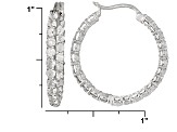 3.5ctw White Zircon Silver Hoop Earrings