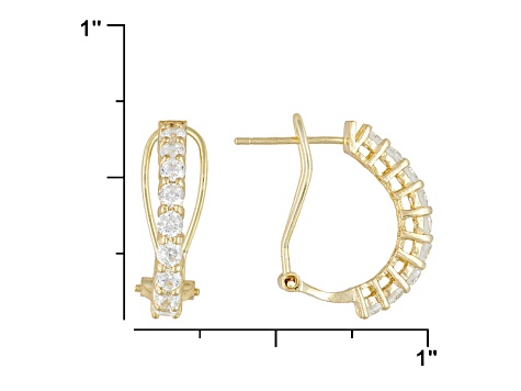 Pre-Owned Bella Luce ® 1.62ctw White Diamond Simulant 18k Yellow Gold Over Silver Huggie Earrings