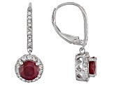 Pre-Owned Red india Ruby Sterling Silver Earrings 2.40ctw