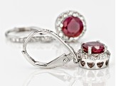 Pre-Owned Red india Ruby Sterling Silver Earrings 2.40ctw