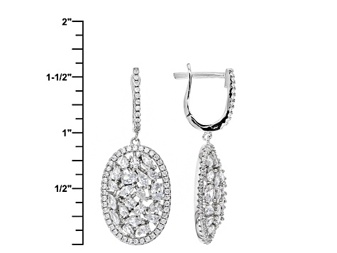 Pre-Owned White Cubic Zirconia Rhodium Over Sterling Silver Earrings 7.50ctw