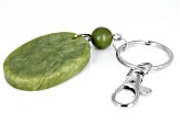 Pre-Owned Connemara Marble Worry Stone Silver-Tone Over Brass Key Chain