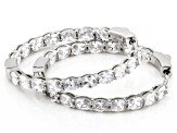 Pre-Owned White Cubic Zirconia Rhodium Over Sterling Silver Hoop Earrings 8.26ctw