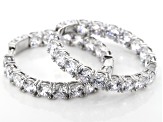 Pre-Owned White Cubic Zirconia Rhodium Over Sterling Silver Hoop Earrings 29.92CTW