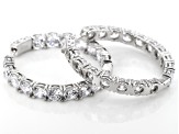 Pre-Owned White Cubic Zirconia Rhodium Over Sterling Silver Hoop Earrings 29.92CTW