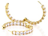 Pre-Owned White Cubic Zirconia 18K Yellow Gold Over Sterling Silver Hoop Earrings 29.92CTW