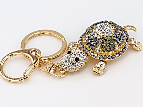Pre-Owned  Multicolor Crystal Gold Tone Turtle Key Chain