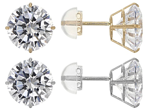 Pre Owned White Cubic Zirconia 14k Yellow And Gold Stud Earrings Set Of 2 13 70ctw Pre Owned White Cubic Zirconia 14k Yellow And Gold Stud Earrings Set Of 2 13 70ctw
