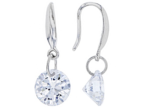 Pre-Owned White Cubic Zirconia Rhodium Over Sterling Silver Earrings Set 12.94ctw