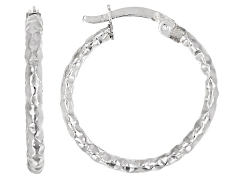 hoop 10k hammered 16mm owned earrings diamond cut pre gold jtv