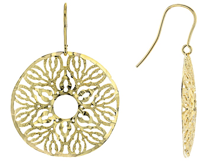 Pre-Owned Moda Al Massimo® 18k Yellow Gold Over Bronze Filigree Disc Dangle Earrings