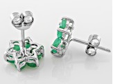 Pre-Owned Green Emerald Sterling Silver Stud Earrings 1.36ctw