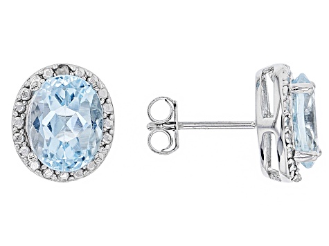 Pre Owned Blue Topaz 4 70ctw With 01ctw White Diamond Sterling Silver Earrings Pre Owned Blue Topaz 4 70ctw With 01ctw White Diamond Sterling Silver Earrings