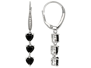 Pre-Owned Black Spinel Sterling Silver Earrings 3.30ctw