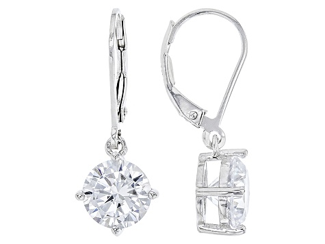 Pre-Owned White Cubic Zirconia Rhodium Over Sterling Silver Earrings Set 13.84ctw