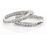 Pre-Owned White Cubic Zirconia Rhodium Over Sterling Silver Inside Out Hoop Earrings 3.00ctw