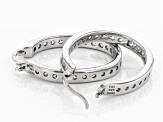 Pre-Owned White Cubic Zirconia Rhodium Over Sterling Silver Inside Out Hoop Earrings 3.00ctw