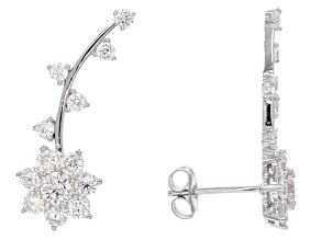 Pre-Owned White Cubic Zirconia Rhodium Over Sterling Silver Climber Earrings 2.71ctw