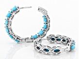 Pre-Owned Blue turquoise rhodium over silver earrings 1.28ctw
