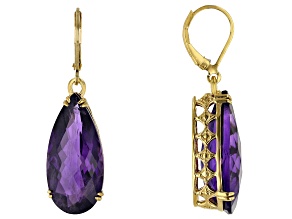 Pre-Owned African Amethyst 18k Yellow Gold Over Sterling Silver Earrings  18.00ctw