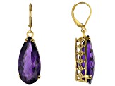 Pre-Owned African Amethyst 18k Yellow Gold Over Sterling Silver Earrings  18.00ctw