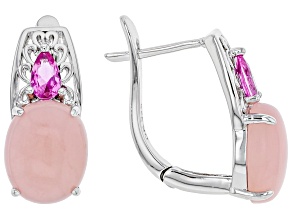 Pre-Owned Pink Opal Rhodium Over Silver Earrings .34ctw