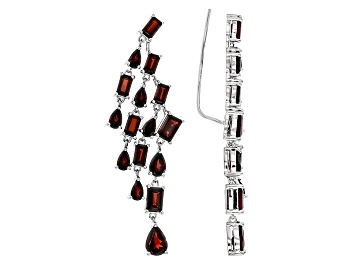 Picture of Pre-Owned Red Garnet Sterling Silver Climber Earrings 13.15ctw