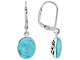 Pre-Owned Blue Turquoise Rhodium Over Sterling Silver Earrings