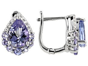 Pre-Owned Blue tanzanite rhodium over silver earrings 1.69ctw