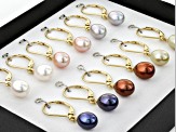 Pre-Owned Cultured Freshwater Pearls 18k Yellow Gold Over Silver Earrings