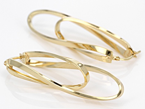 Pre-Owned Splendido Oro™ Divino 14k Yellow Gold Ballerina Hoops With A Sterling Silver Core